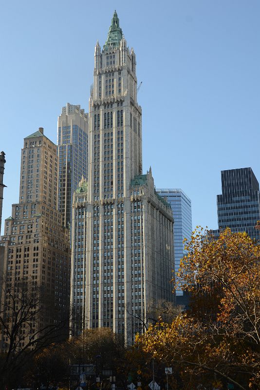 11-5 225 Broadway, Barclay Tower, Woolworth Building From The Walk Near The End Of The New York Brooklyn Bridge